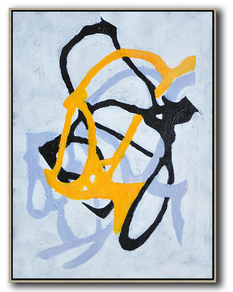 Large Abstract Art,Hand-Painted Black And White Minimal Painting On Canvas,Modern Art Abstract Painting
